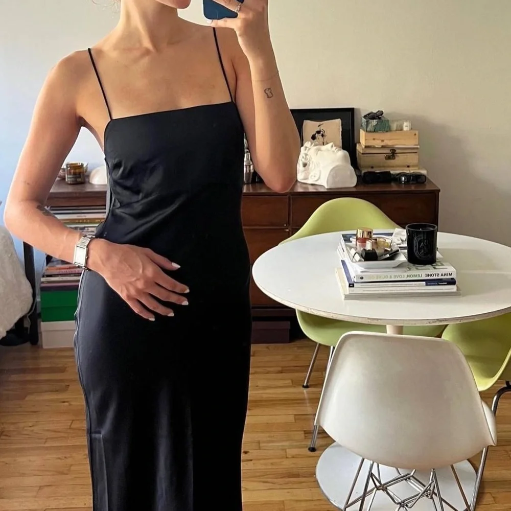 Zara Satin Slip Dress in Black Sz M LBD/ NYE✨ - Picture 5 of 16